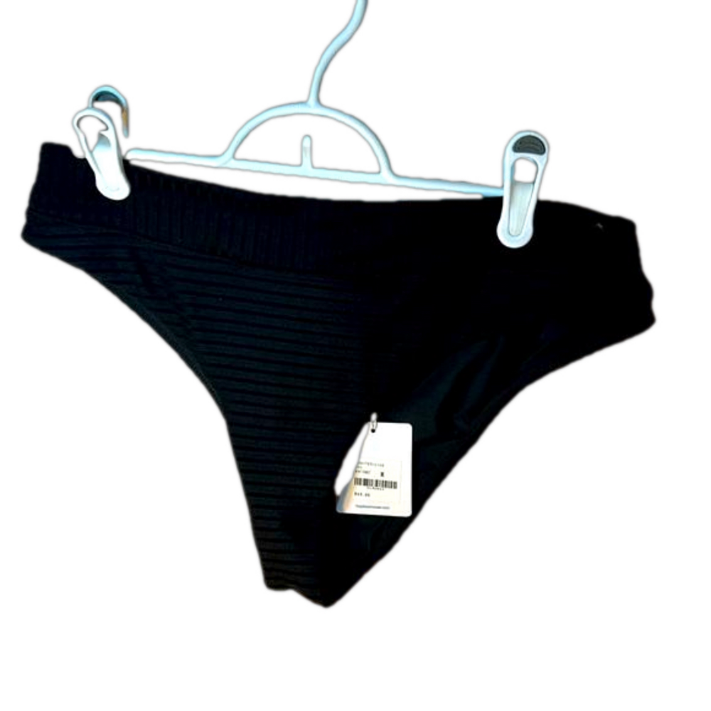 Tropik Black Striped Bikini Bottom Medium NWT